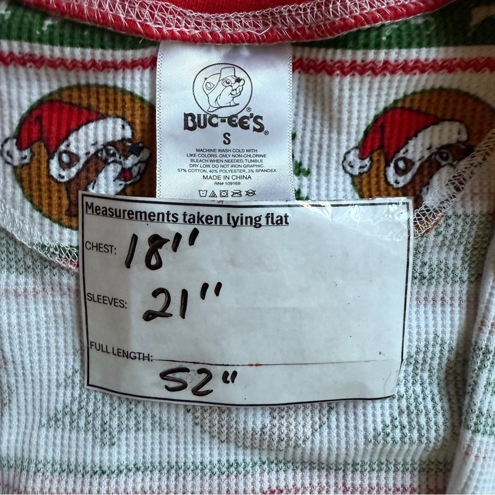 Buc-ees Adult Small Christmas Pajamas Waffle Knit One Piece - Picture 8 of 8